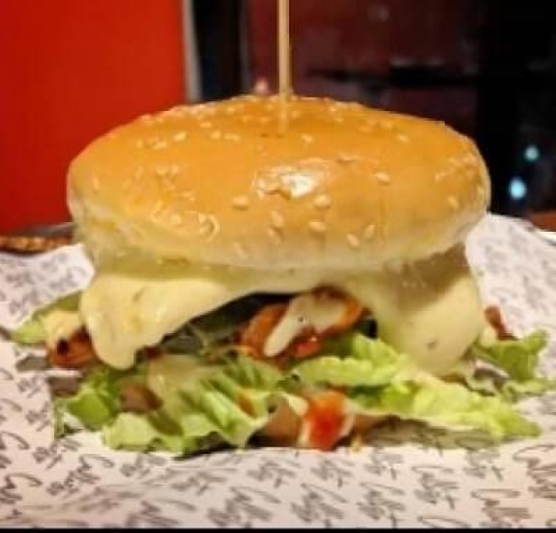 20. BBQ Cheesy Chicken Burger 