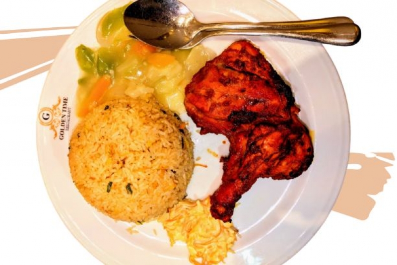 40. Egg Fried Rice ,Tandoori Chicken & Vegetable &  Salad 